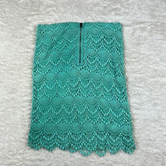 Valerie Bertinelli crochet overlay turquoise pencil skirt, size 2 - Picture 2 of 6